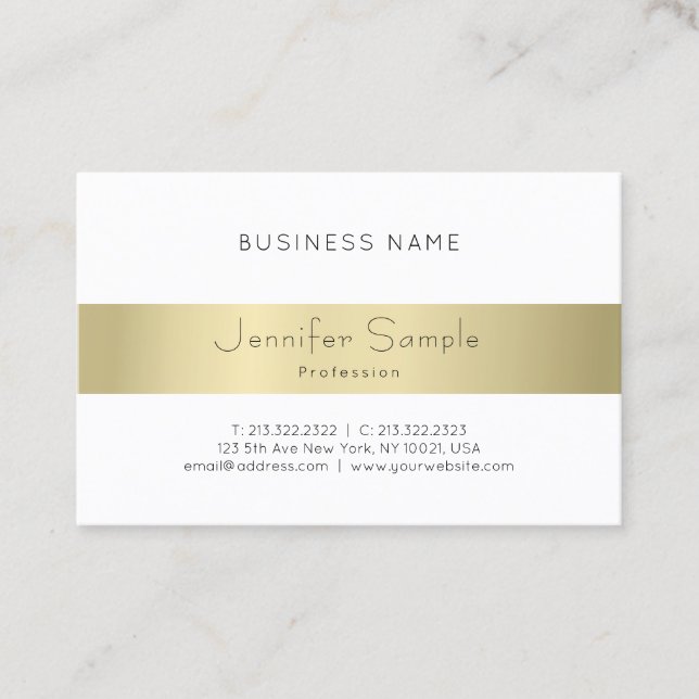 Modern Professional Elegant Gold Minimal Plain Business Card (Front)