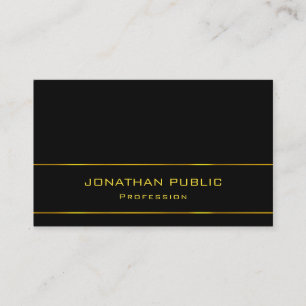 Modern Professional Elegant Gold Name Text Black Business Card
