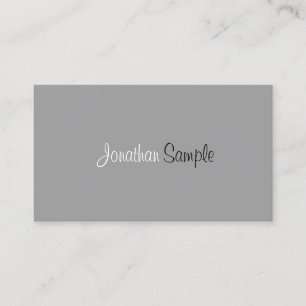 Modern Professional Elegant Grey Minimalist Plain Business Card
