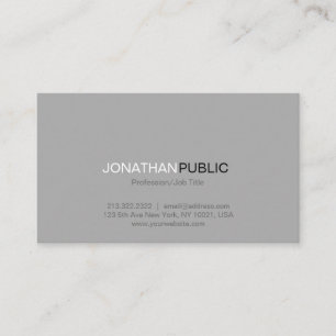Modern Professional Elegant Grey Minimalist Plain Business Card