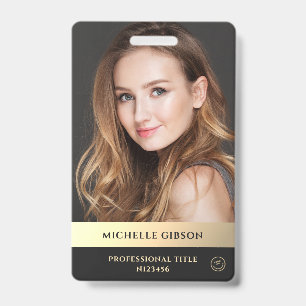 Modern Professional Elegant Luxury Purple Gold ID Badge