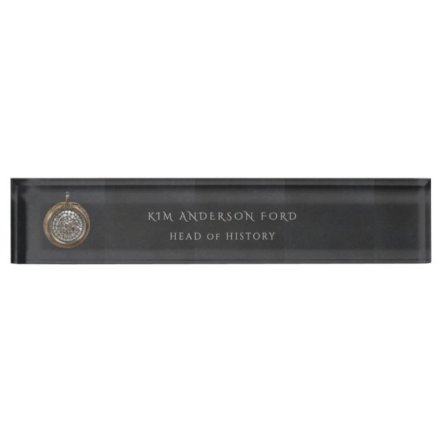 Modern Professional Elegant Matte Black Obsidian Nameplate (Front)