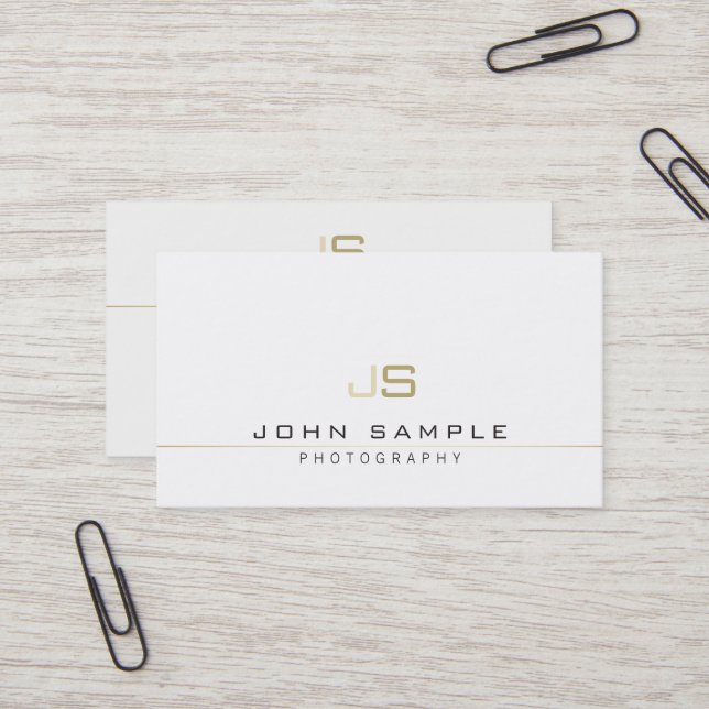 Modern Professional Elegant Photographer Monogram Business Card (Front/Back In Situ)