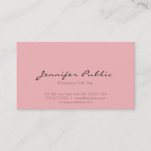 Modern Professional Elegant Pink White Clean Plain Business Card