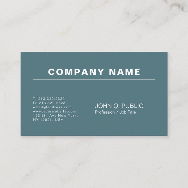 Modern Professional Elegant Plain Business Card (Front)