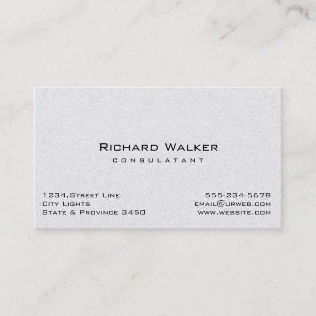 Modern Professional elegant Plain White Simple Business Card (Front)