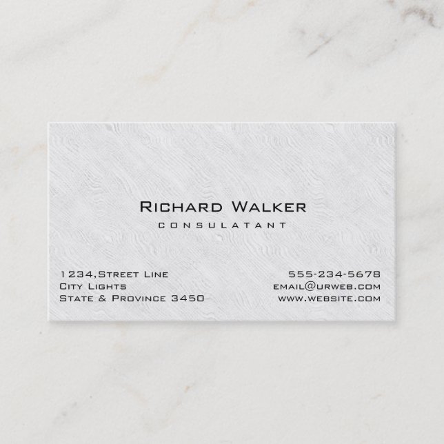 Modern Professional elegant Plain White Wood Business Card (Front)