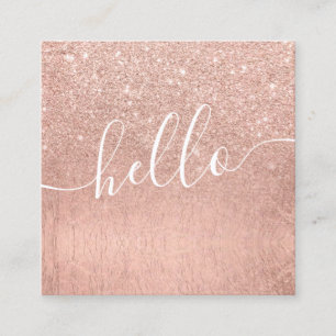 Modern professional elegant rose gold hello square business card