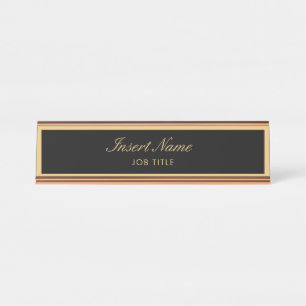 Modern Professional Elegant Script Gold Desk Name Plate