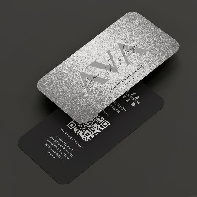 Modern Professional Elegant Silver Black Signature Business Card (Modern Professional Elegant Silver Black Signature Business Card
)