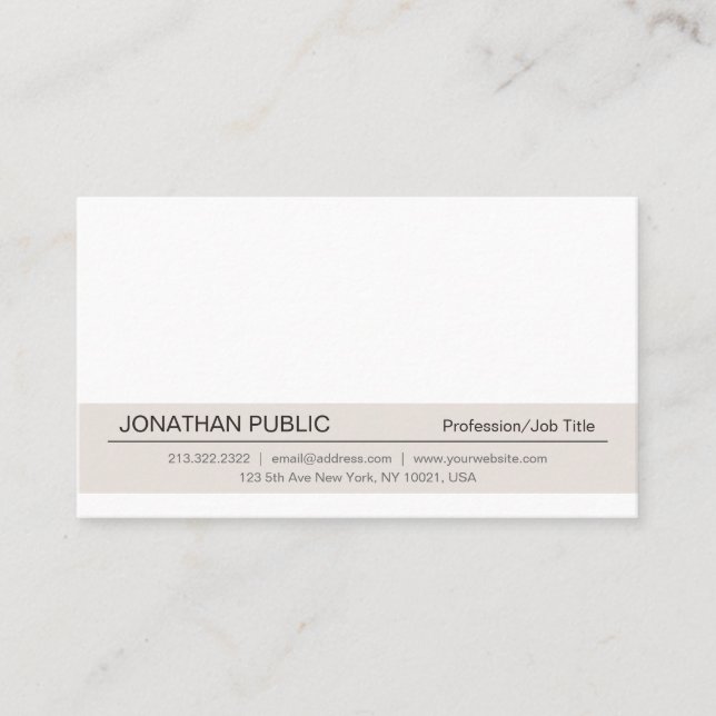 Modern Professional Elegant White Beige Simple Business Card (Front)