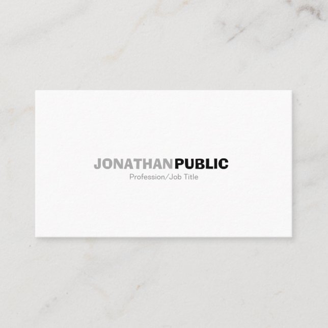 Modern Professional Elegant White Clean Plain Business Card (Front)