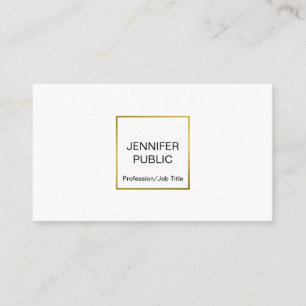 Modern Professional Elegant White Gold Chic Simple Business Card