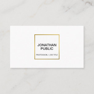 Modern Professional Elegant White Gold Chic Simple Business Card