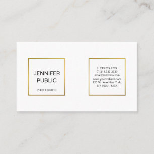 Modern Professional Elegant White Gold Chic Simple Business Card