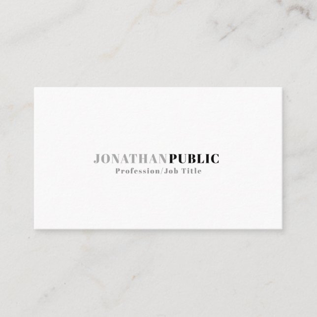 Modern Professional Elegant White Grey Clean Plain Business Card (Front)