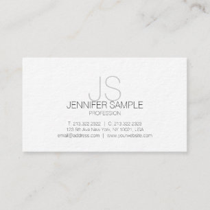 Modern Professional Elegant White  Monogram Simple Business Card