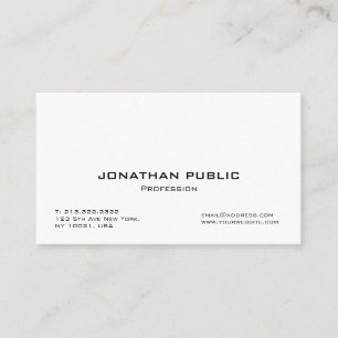 Modern Professional Elegant White Simple Plain Business Card