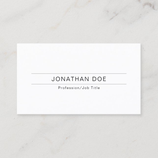 Modern Professional Elegant White Simple Plain Business Card (Front)