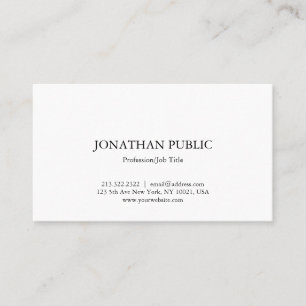 Modern Professional Elegant White Simple Plain Business Card