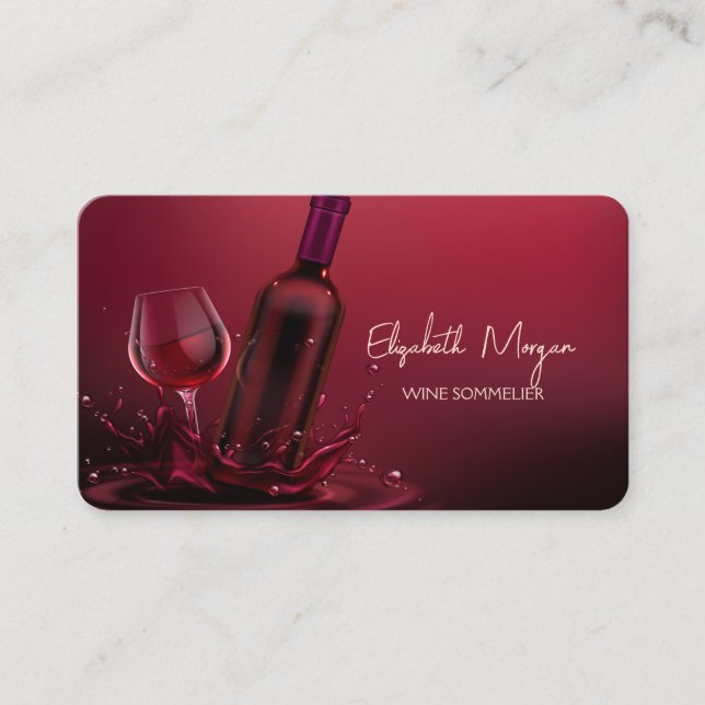 Modern Professional Elegant Wine Glass  Business Card (Front)