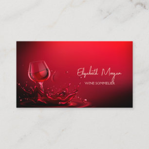 Modern Professional Elegant Wine Glass Red  Business Card