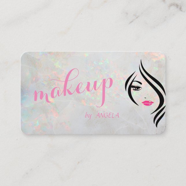 Modern Professional Face Silhouette Opal Business Card (Front)