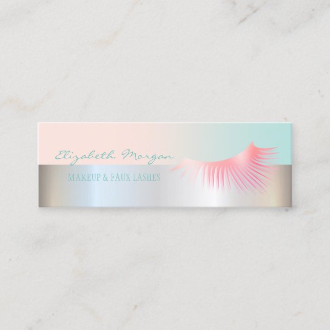 Modern Professional  Faux Lashes, Silver Mini Business Card (Front)