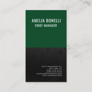 Modern Professional Forest Green Grey Simple Plain Business Card