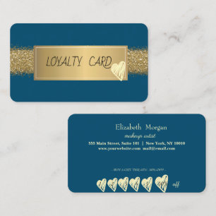 Modern Professional Frame,Gold Heart Glitter Loyalty Card