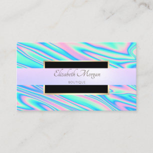 Modern Professional Frame, Stripe Holographic Business Card