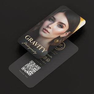 Modern Professional Freelance Photographer QR Logo Business Card