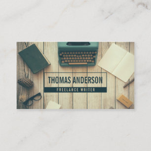 Modern Professional Freelance Writer Typewriter Business Card