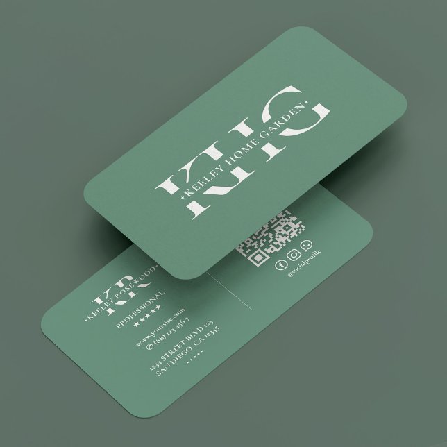 Modern Professional Gardener Botanist Dusty Teal Business Card (Modern Professional Gardener Botanist Dusty Teal Business Card
)
