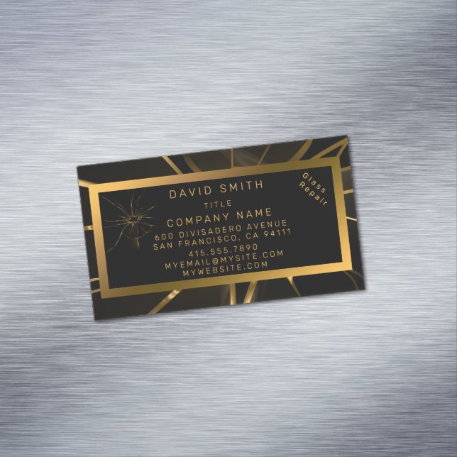Modern Professional Glass Repair Magnetic Business Card (In Situ)