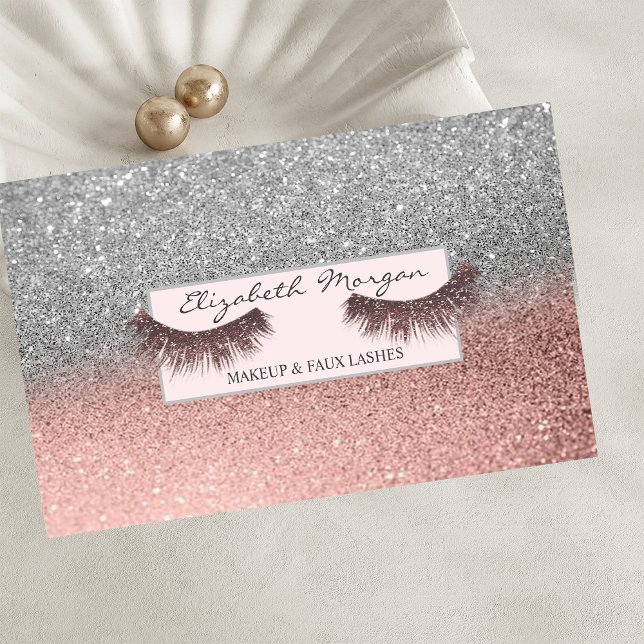 Modern Professional Glitter Faux Lashes, Frame Business Card (Creator Uploaded)