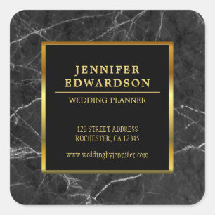 Modern professional gold black marble product square sticker