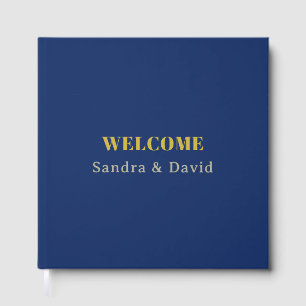 Modern Professional Gold & Blue Colour Serif Font Guest Book