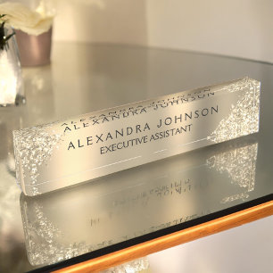 Modern Professional Gold Sparkle Glitter Nameplate