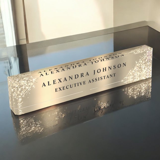 Modern Professional Gold Sparkle Glitter Nameplate (Creator Uploaded)