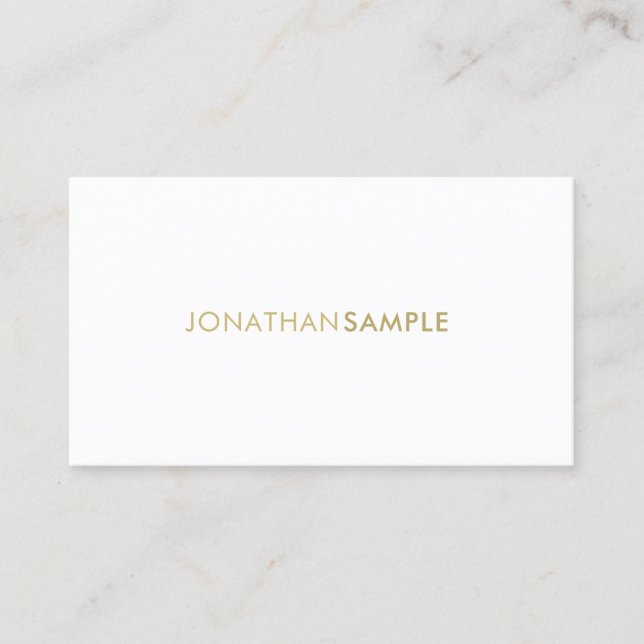 Modern Professional Gold White Elegant Simple Business Card (Front)