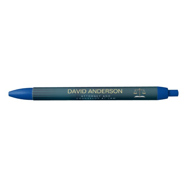 Modern Professional Green Gold Lawyer  Black Ink Pen (Front)