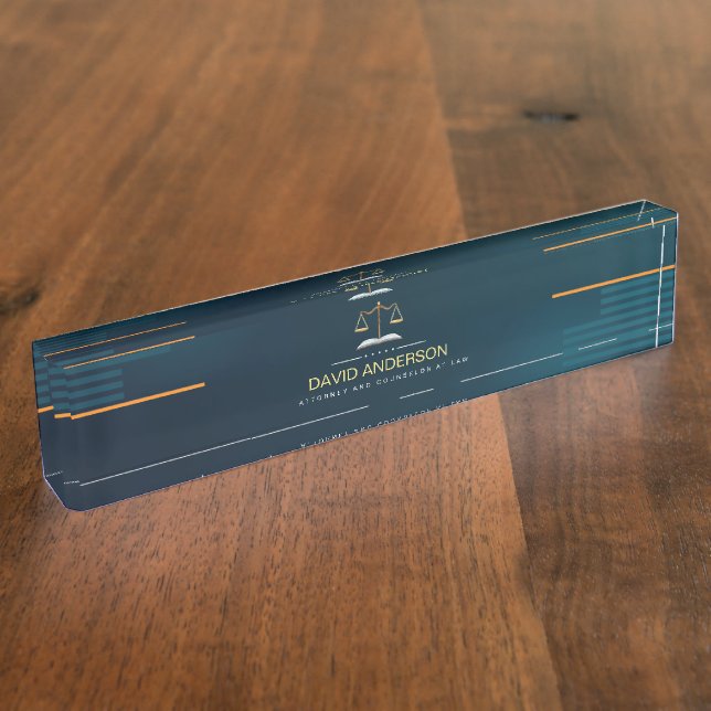 Modern Professional Green Gold Lawyer  Nameplate (Side)