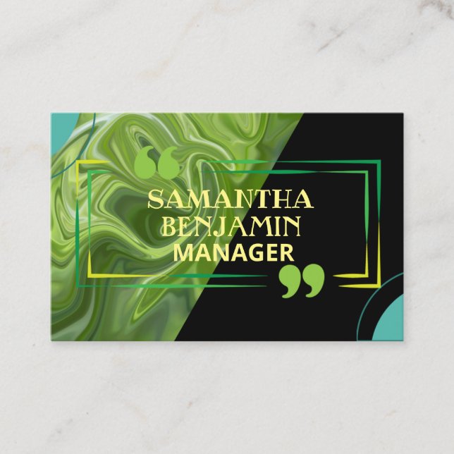 Modern Professional Green Trendy Business Card (Front)