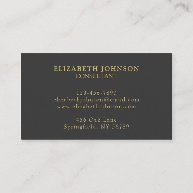Modern Professional Grey and Gold Company Logo Business Card (Back)