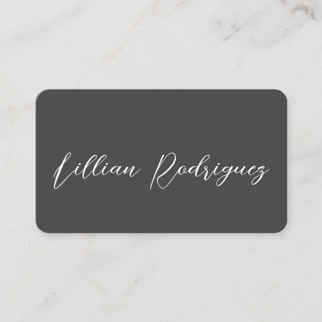 Modern Professional Grey and White Signature Business Card (Front)