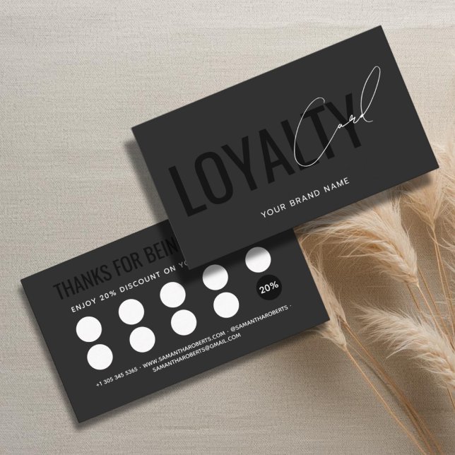 Modern professional grey black white customer loyalty card (Creator Uploaded)