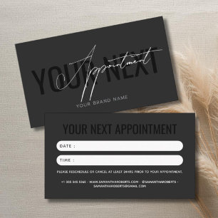 Modern professional grey black your next appointment card