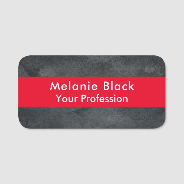Modern Professional Grey Red Stylish Trendy Name Tag (Front)