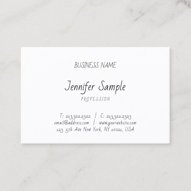 Modern Professional Hand Script Template Pretty Business Card (Front)